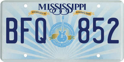 MS license plate BFQ852