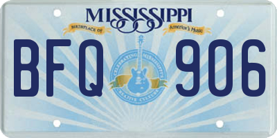 MS license plate BFQ906