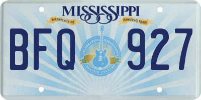 MS license plate BFQ927