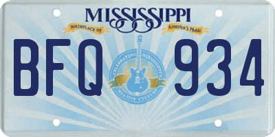 MS license plate BFQ934