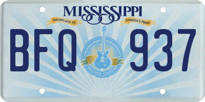 MS license plate BFQ937