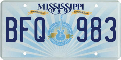 MS license plate BFQ983