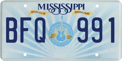MS license plate BFQ991