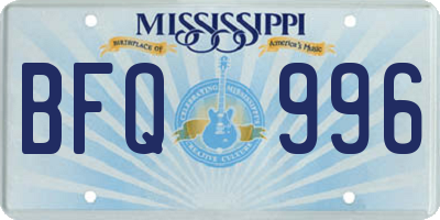 MS license plate BFQ996
