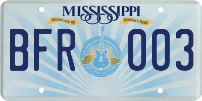 MS license plate BFR003