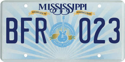 MS license plate BFR023