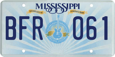 MS license plate BFR061