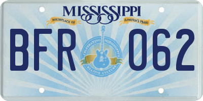 MS license plate BFR062