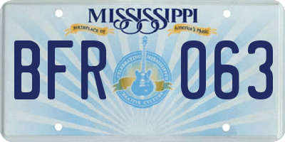 MS license plate BFR063