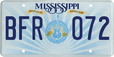 MS license plate BFR072