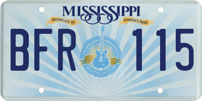 MS license plate BFR115