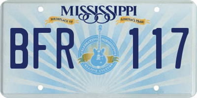 MS license plate BFR117
