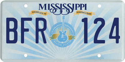 MS license plate BFR124