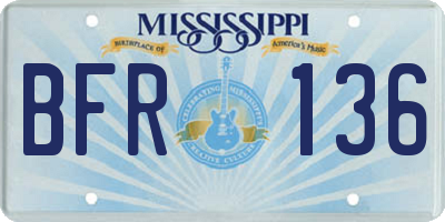 MS license plate BFR136