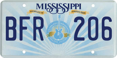 MS license plate BFR206
