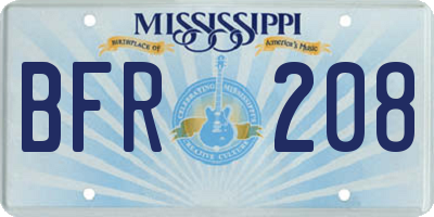 MS license plate BFR208