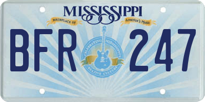 MS license plate BFR247