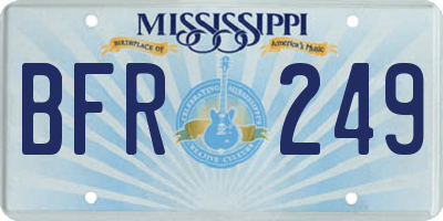 MS license plate BFR249