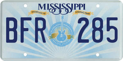MS license plate BFR285