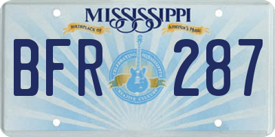 MS license plate BFR287