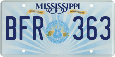 MS license plate BFR363