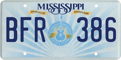 MS license plate BFR386