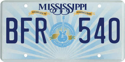 MS license plate BFR540