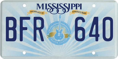 MS license plate BFR640