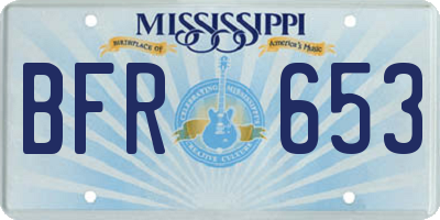 MS license plate BFR653
