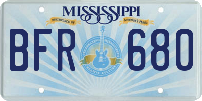 MS license plate BFR680