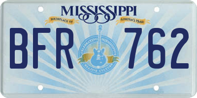 MS license plate BFR762