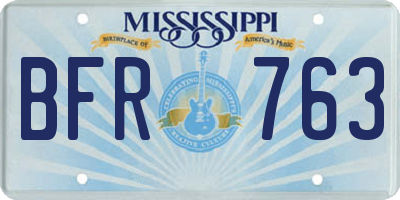 MS license plate BFR763