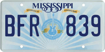 MS license plate BFR839
