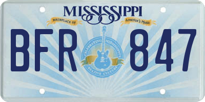 MS license plate BFR847
