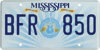 MS license plate BFR850