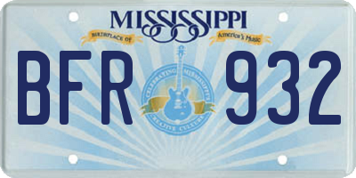 MS license plate BFR932