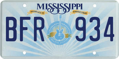 MS license plate BFR934
