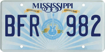 MS license plate BFR982