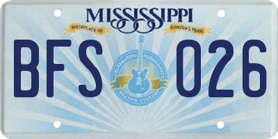 MS license plate BFS026