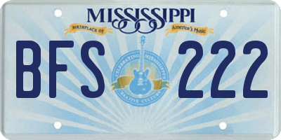 MS license plate BFS222