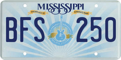 MS license plate BFS250