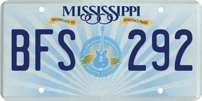 MS license plate BFS292