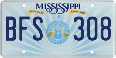 MS license plate BFS308