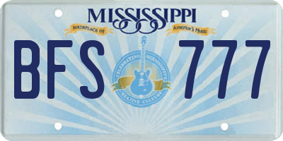 MS license plate BFS777