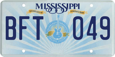 MS license plate BFT049