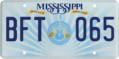 MS license plate BFT065