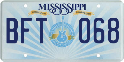 MS license plate BFT068