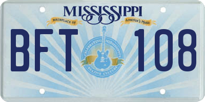 MS license plate BFT108