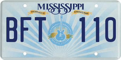 MS license plate BFT110