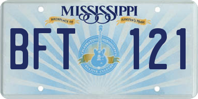 MS license plate BFT121